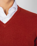 Dark Red V Neck Sweater