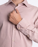 Camisa Casual 100% Algodão em Cor-de-rosa Claro