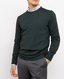 Dark Green Crew Neck Sweater 100% Wool