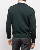 Dark Green Crew Neck Sweater 100% Wool