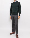 Dark Green Crew Neck Sweater 100% Wool