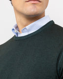 Dark Green Crew Neck Sweater 100% Wool