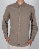 Camisa Casual 100% Algodão em Castanho Claro