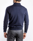 Casaco de Malha 100% Lã Merino em Azul Escuro