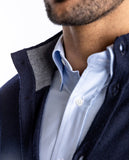 Casaco de Malha 100% Lã Merino em Azul Escuro