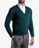Green Cardigan 100% Merino Wool