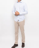 Camisa Casual 100% Algodão em Azul Claro