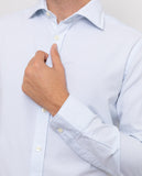 Camisa Casual 100% Algodão em Azul Claro