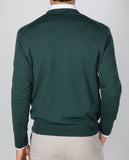 Camisola Decote em V 100% Lã Merino em Verde