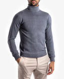 Camisola Gola Alta 100% Lã Virgem em Cinzento Claro