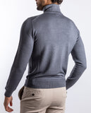 Camisola Gola Alta 100% Lã Virgem em Cinzento Claro
