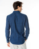 Camisa Casual 100% Algodão em Azul