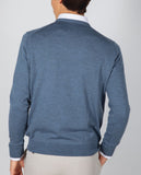 Camisola Decote em V 100% Lã Merino em Azul