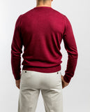 Burgundy Crew Neck Sweater 100% Merino Wool