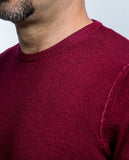 Burgundy Crew Neck Sweater 100% Merino Wool
