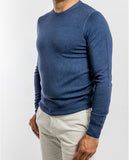 Blue Crew Neck Sweater 100% Merino Wool