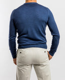 Blue Crew Neck Sweater 100% Merino Wool