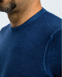 Blue Crew Neck Sweater 100% Merino Wool