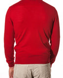 Camisola Decote em V 100% Lã em Encarnado Escuro