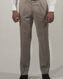 Dark Beige Classic Trousers Regular 100% Wool