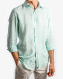 Camisa Casual 100% Linho em Verde Claro