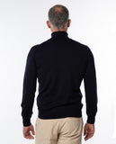 Camisola Gola Alta 100% Lã Merino em Azul Escuro