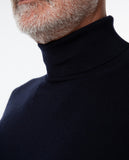 Camisola Gola Alta 100% Lã Merino em Azul Escuro