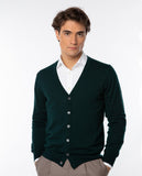Casaco de Malha 100% Lã Merino em Verde Escuro