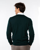 Casaco de Malha 100% Lã Merino em Verde Escuro