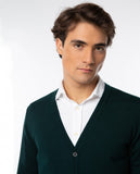 Casaco de Malha 100% Lã Merino em Verde Escuro