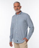 Camisa Casual 100% Algodão em Azul Escuro