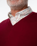 Camisola Decote em V 100% Lã Merino em Bordeaux Escuro