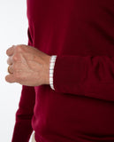 Camisola Decote em V 100% Lã Merino em Bordeaux Escuro