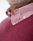 Camisola Decote em V 100% Lã Merino em Cor-de-rosa Escuro