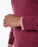 Camisola Decote em V 100% Lã Merino em Cor-de-rosa Escuro