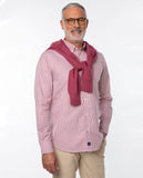 Camisola Decote em V 100% Lã Merino em Cor-de-rosa Escuro