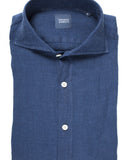 Camisa Casual 100% Linho em Azul Escuro