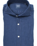 Camisa Casual 100% Linho em Azul Escuro