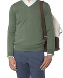 Green V Neck Sweater 100% Cotton
