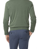 Green V Neck Sweater 100% Cotton