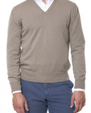 Dark Sand V Neck Sweater 100% Cotton