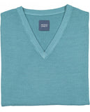 Camisola Decote em V 100% Lã Merino em Verde Seco