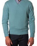 Camisola Decote em V em Verde Seco Claro