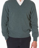 Camisola Decote em V 100% Caxemira em Azul