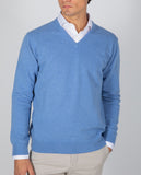 Camisola Decote em V em Azul Claro