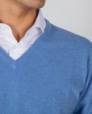 Camisola Decote em V em Azul Claro