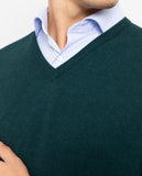 Camisola Decote em V em Verde Escuro