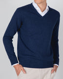 Camisola Decote em V em Azul Escuro