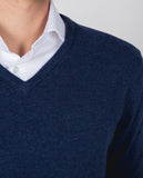 Camisola Decote em V em Azul Escuro