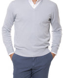 Camisola Decote em V 100% Algodão em Cinzento Claro